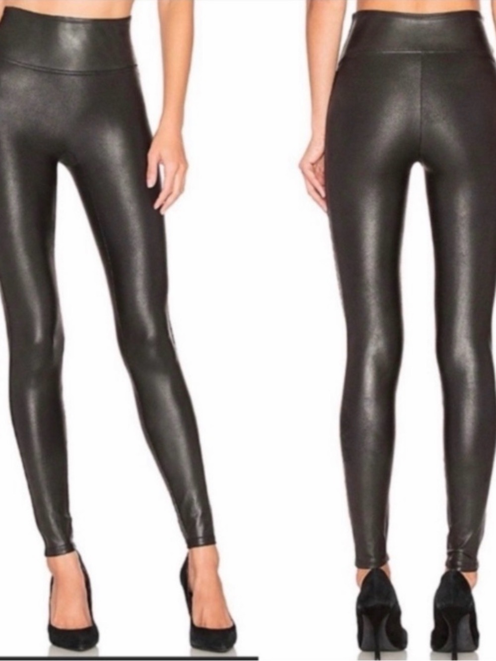 SPANX High-Waist Faux Leather Leggings - Black Size M EUC